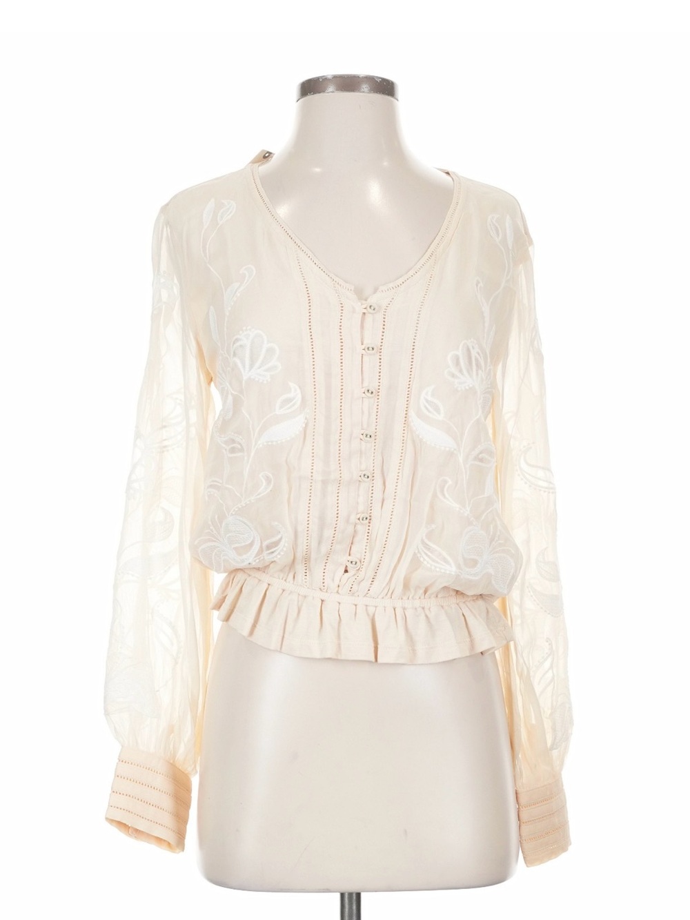 NWT Anthropology Ivory Long Sleeve Blouse XS